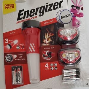 Energizer Emergency Kit Flashlight and 2 Headlamps with Batteries